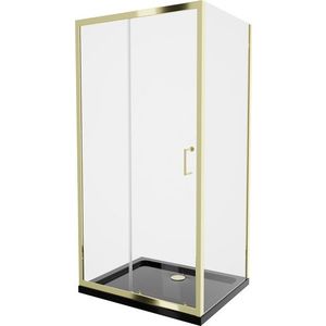 MEXEN/S Apia Sprchový kout 130x80, transparent, zlato + vanička se sifonem 840-130-080-50-00-4070G obraz