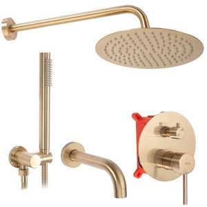 REA Sprchový set s baterií 150mm Lungo kartáčované zlato + BOX REA-P6609 obraz