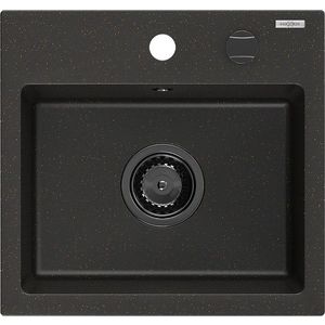 MEXEN/S Milo granitový dřez 1 435 x 410 mm, černá/zlatý metalik, + černý sifon 6505441000-75-B obraz
