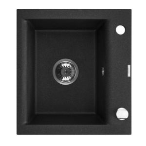 INVENA Granitový dřez TESALIA, černý s automatickým sifonem, chrom AZ-01-041-B obraz