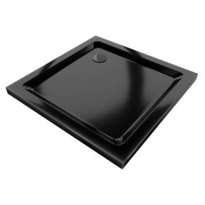 MEXEN/S Flat sprchová vanička čtvercová slim 70 x 70, černá + černý sifon 40707070B obraz