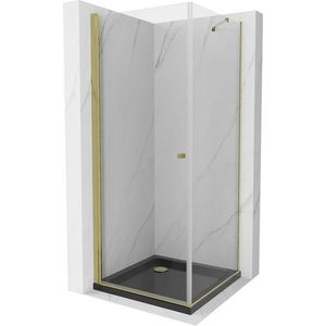 MEXEN/S Pretoria sprchový kout 70x70, transparent, zlatá + sprchová vanička včetně sifonu 852-070-070-50-00-4070G obraz
