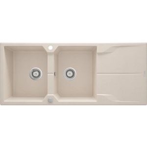 DEANTE Andante beige Granitový dřez, 2 bowl s odkapávačem ZQN_5213 obraz