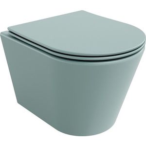 MEXEN Rico Závěsná WC mísa Rimless včetně sedátka s slow, Duroplast, světle zelená mat 30724048 obraz