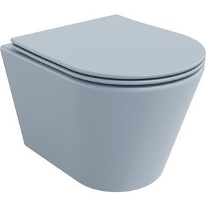 MEXEN Rico Závěsná WC mísa Rimless včetně sedátka s slow, Duroplast, šedomodrá mat 30724069 obraz