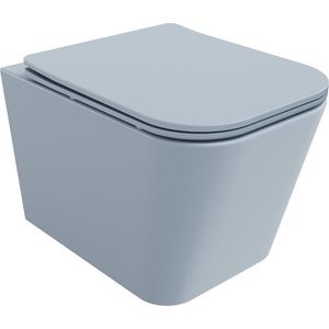 MEXEN Teo Závěsná WC mísa Rimless včetně sedátka s slow, Duroplast, šedomodrá mat 30854069 obraz