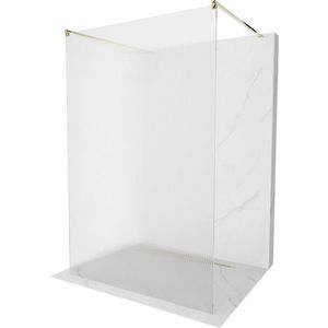MEXEN/S Kioto Sprchová zástěna WALK-IN volněstojící 100 x 200, proužky 8 mm, zlatá 800-100-002-50-09 obraz