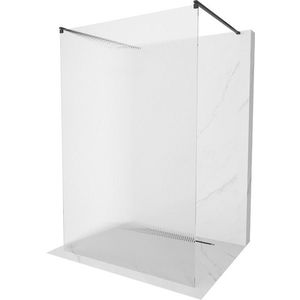 MEXEN/S Kioto Sprchová zástěna WALK-IN volněstojící 100 x 200, proužky 8 mm, černá 800-100-002-70-09 obraz