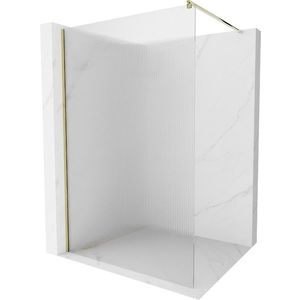 MEXEN/S Kioto Sprchová zástěna WALK-IN 100 x 200, proužky 8 mm, zlatá 800-100-101-50-09 obraz