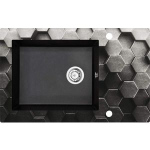 DEANTE Andante Glass Graphics, metalický grafit Skleněno-granitový dřez, 1-miska s odkapávačem ZSN_GL1C obraz