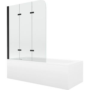 MEXEN/S Vega obdélníková vana 150 x 70 cm s panelem + vanová zástěna 120, transparent, černá 550115070X9012037000 obraz