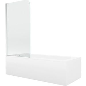 MEXEN/S Vega obdélníková vana 160 x 70 cm s panelem + vanová zástěna 80, transparent, chrom 550116070X9008010100 obraz