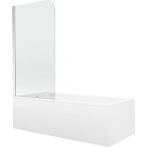 MEXEN/S Cubik obdélníková vana 160 x 70 cm s panelem + vanová zástěna 80, transparent, chrom 550316070X9008010100 obraz