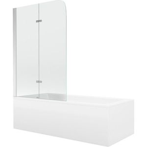 MEXEN/S Cubik obdélníková vana 160 x 70 cm s panelem + vanová zástěna 100, transparent, chrom 550316070X9010020100 obraz