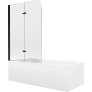 MEXEN/S Cubik obdélníková vana 160 x 70 cm s panelem + vanová zástěna 100, transparent, černá 550316070X9010027000 obraz