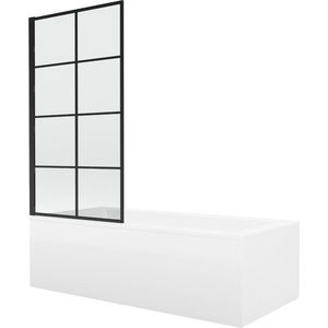 MEXEN/S Cubik obdélníková vana 170 x 70 cm s panelem + vanová zástěna 80, černá vzor 550317070X9308017077 obraz