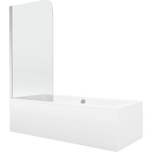 MEXEN/S Cube obdélníková vana 170 x 80 cm s panelem + vanová zástěna 80, transparent, chrom 550517080X9008010100 obraz