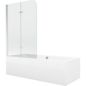 MEXEN/S Cube obdélníková vana 170 x 80 cm s panelem + vanová zástěna 100, transparent, chrom 550517080X9010020100 obraz