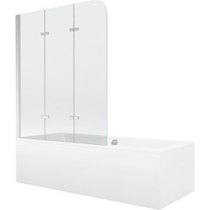 MEXEN/S Cube obdélníková vana 170 x 80 cm s panelem + vanová zástěna 120, transparent, chrom 550517080X9012030100 obraz