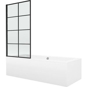 MEXEN/S Cube obdélníková vana 170 x 80 cm s panelem + vanová zástěna 70, černá vzor 550517080X9307017077 obraz