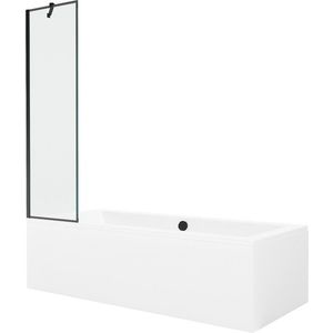 MEXEN/S Cube obdélníková vana 170 x 80 cm s panelem + vanová zástěna 50, černá vzor 550517080X9505007070 obraz