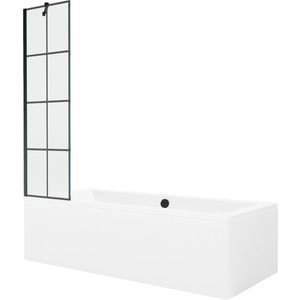 MEXEN/S Cube obdélníková vana 170 x 80 cm s panelem + vanová zástěna 50, černá vzor 550517080X9505007077 obraz