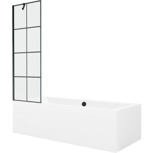 MEXEN/S Cube obdélníková vana 170 x 80 cm s panelem + vanová zástěna 60, černá vzor 550517080X9506007077 obraz