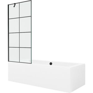 MEXEN/S Cube obdélníková vana 170 x 80 cm s panelem + vanová zástěna 80, černá vzor 550517080X9508007077 obraz