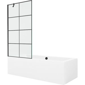 MEXEN/S Cube obdélníková vana 170 x 80 cm s panelem + vanová zástěna 90, černá vzor 550517080X9509007077 obraz