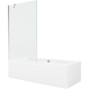 MEXEN/S Cube obdélníková vana 170 x 80 cm s panelem + vanová zástěna 100, transparent, chrom 550517080X9510000001 obraz