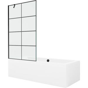 MEXEN/S Cube obdélníková vana 170 x 80 cm s panelem + vanová zástěna 100, černá vzor 550517080X9510007077 obraz
