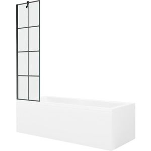 MEXEN/S Cubik obdélníková vana 150 x 70 cm s panelem + vanová zástěna 50, černá vzor 550315070X9505007077 obraz