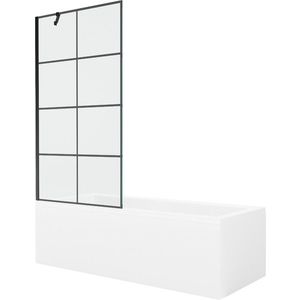 MEXEN/S Cubik obdélníková vana 150 x 70 cm s panelem + vanová zástěna 90, černá vzor 550315070X9509007077 obraz