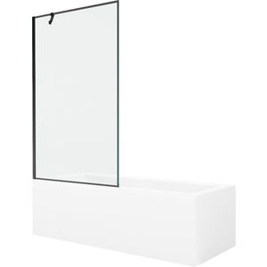 MEXEN/S Cubik obdélníková vana 150 x 70 cm s panelem + vanová zástěna 100, černá vzor 550315070X9510007070 obraz