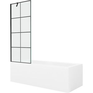 MEXEN/S Cubik obdélníková vana 160 x 70 cm s panelem + vanová zástěna 70, černá vzor 550316070X9507007077 obraz