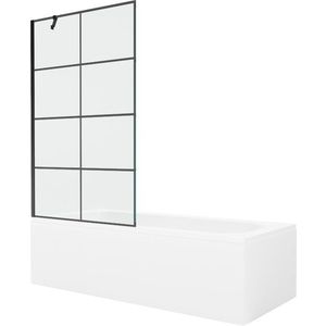 MEXEN/S Vega obdélníková vana 150 x 70 cm s panelem + vanová zástěna 100, černá vzor 550115070X9510007077 obraz