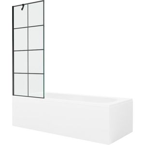 MEXEN/S Vega obdélníková vana 160 x 70 cm s panelem + vanová zástěna 70, černá vzor 550116070X9507007077 obraz