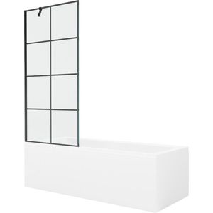 MEXEN/S Cubik obdélníková vana 170 x 70 cm s panelem + vanová zástěna 80, černá vzor 550317070X9508007077 obraz