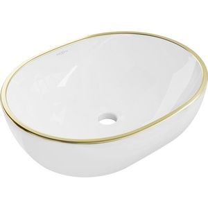 MEXEN Viki umyvadlo na desku 48 x 35, bílá/zlatá linka 21054805 obraz