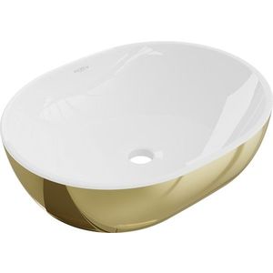 MEXEN Viki umyvadlo na desku 48 x 35, bílá/zlatá 21054806 obraz