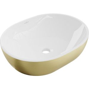 MEXEN Viki umyvadlo na desku 48 x 35, bílá/zlatá vzor 21054817 obraz