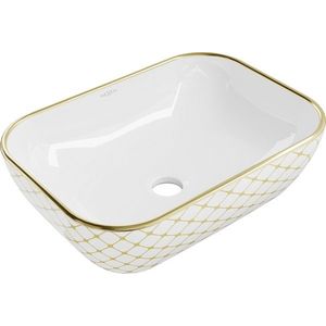 MEXEN Rita umyvadlo na desku 45 x 32, bílá/zlatá vzor 21084509 obraz