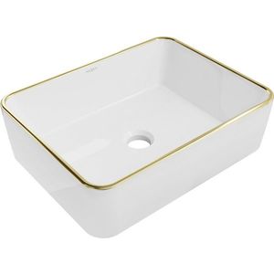 MEXEN Catia umyvadlo na desku 48 x 37, bílá/zlatá linka 21314805 obraz
