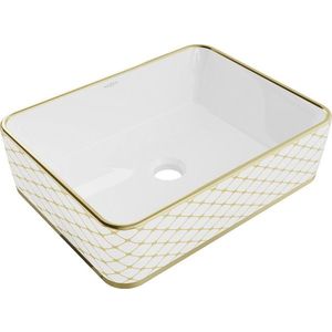 MEXEN Catia umyvadlo na desku 48 x 37, bílá/zlatá vzor 21314809 obraz