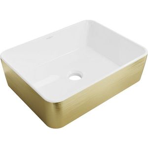 MEXEN Catia umyvadlo na desku 48 x 37, bílá/zlatá vzor 21314817 obraz