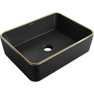 MEXEN Catia umyvadlo na desku 48 x 37, černá mat/zlatá linka 21314875 obraz