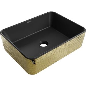 MEXEN Catia umyvadlo na desku 48 x 37, černá mat/zlatá vzor 21314878 obraz