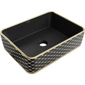 MEXEN Catia umyvadlo na desku 48 x 37, černá mat/zlatá vzor 21314879 obraz