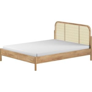 Dvoulůžková postel z dubového dřeva bez roštu 160x200 cm v přírodní barvě Olive Rotan – Vipack obraz