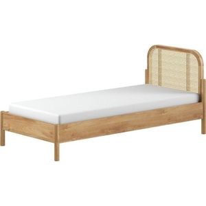 Jednolůžková postel z dubového dřeva s roštem 90x200 cm v přírodní barvě Olive Rotan – Vipack obraz